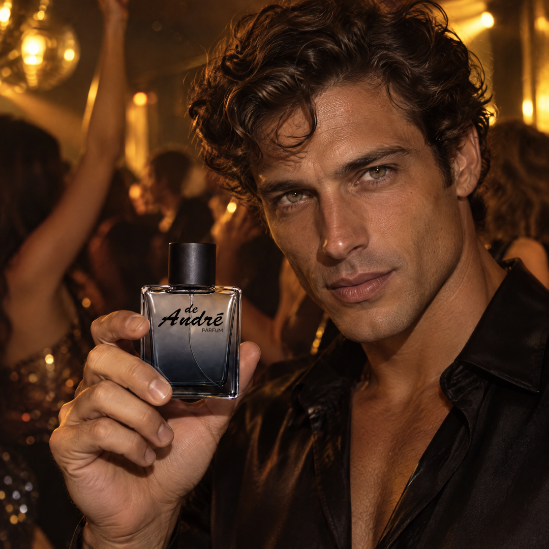 Hombre en una discoteca de noche con el perfume inspirado en Lapidus pour Homme de Perfumes Inferno