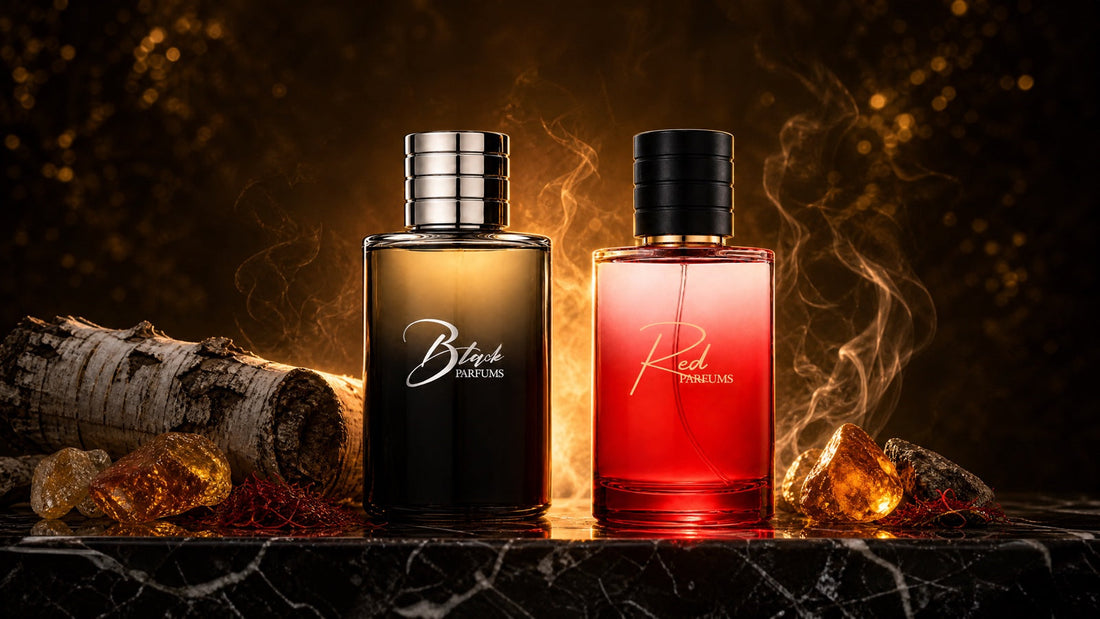 Perfumes de nicho inspirados de PerfumesInferno sobre mármol negro con humo, azafrán y ámbar