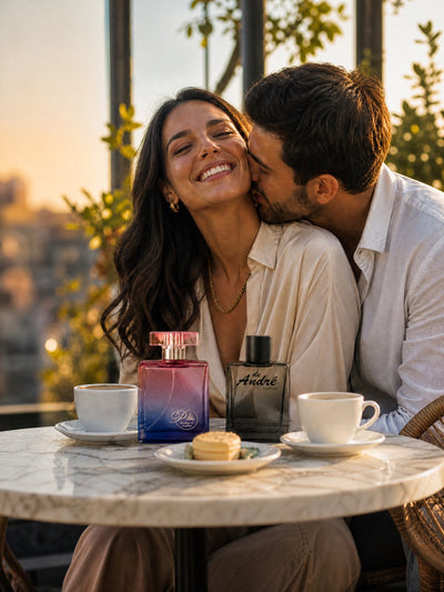 Gula: pareja en una terraza con perfumes dulces