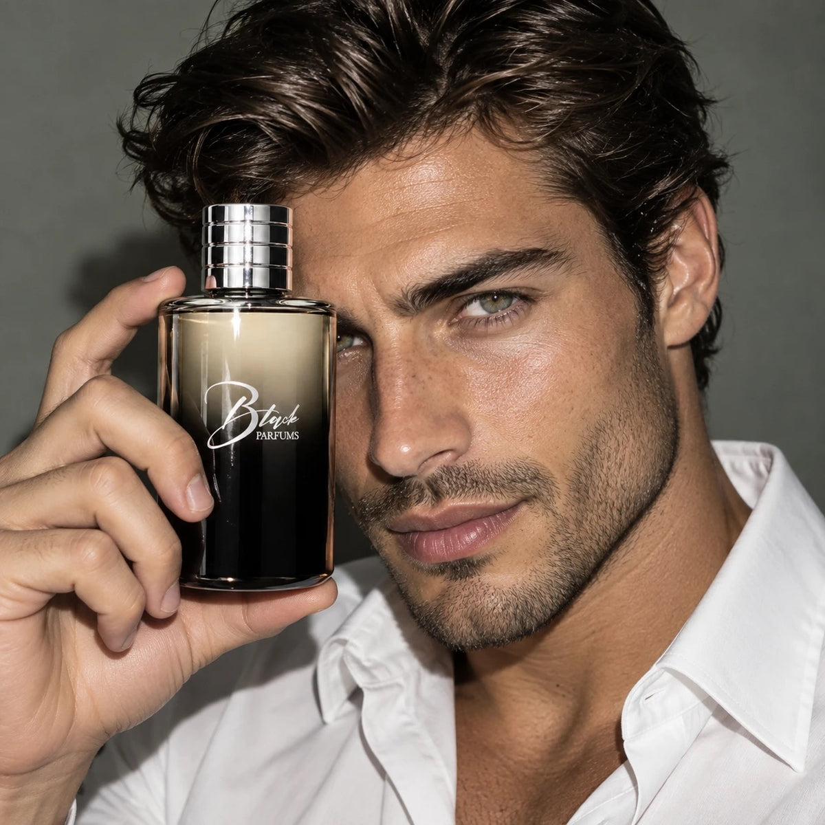 Hombre sosteniendo el perfume de nicho inspirado en Erba Pura de Perfumes Inferno