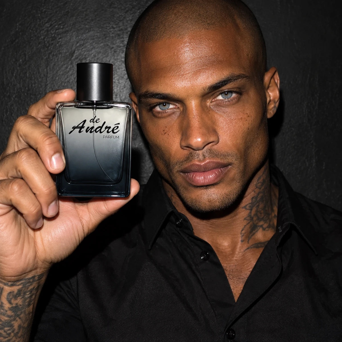 Hombre sosteniendo el perfume inspirado en Sauvage de Perfumes Inferno