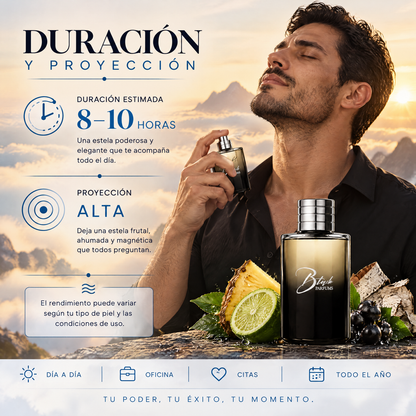 Duración de 8 a 10 horas y proyección alta del perfume de nicho de hombre inspirado en Aventus