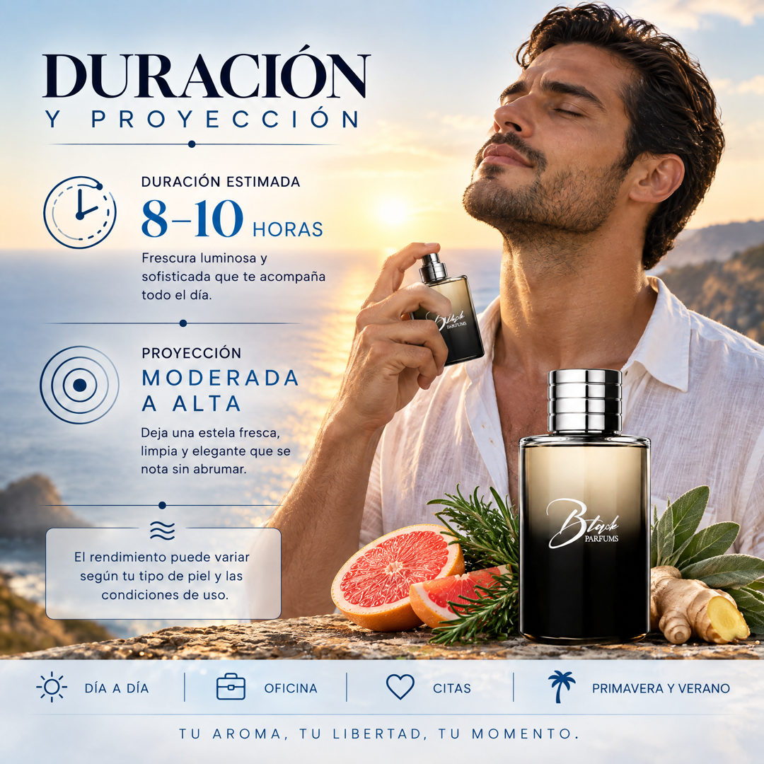 Duración de 8 a 10 horas y proyección moderada a alta del perfume de nicho inspirado en L'Immensité