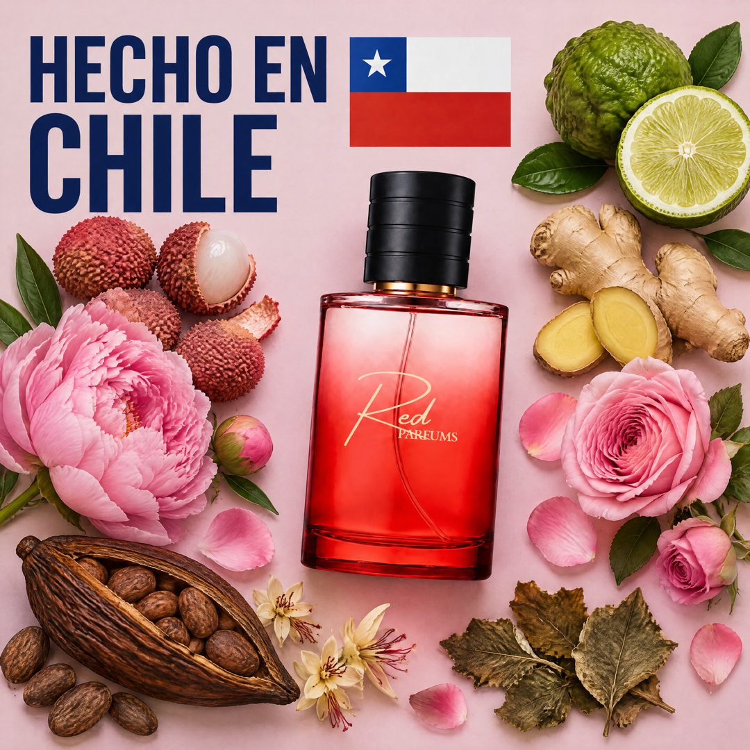 Perfume de nicho inspirado en Attrape-Rêves hecho en Chile, con lichi, jengibre, bergamota, peonía