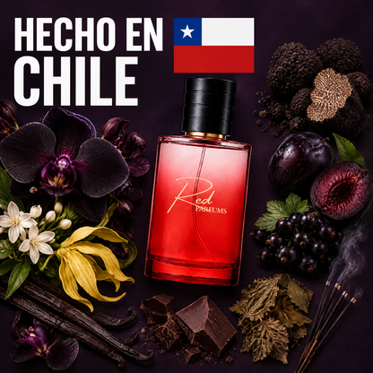 Perfume de nicho inspirado en Black Orchid hecho en Chile, con orquídea negra, trufa, ciruela, grosella, chocolate, pachulí, vainilla e incienso