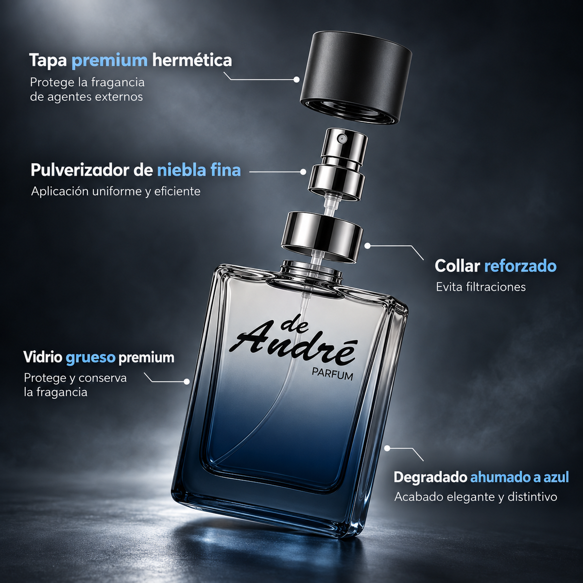 Características del frasco del perfume de hombre inspirado en 212 Men