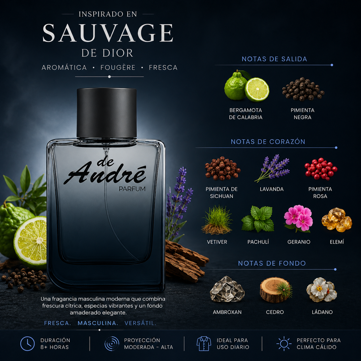 Perfume de hombre inspirado en sauvage de dior