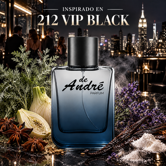 Perfume de hombre inspirado en 212 VIP Black con absenta, anís, lavanda, vainilla negra y almizcle
