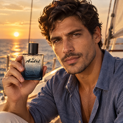 Hombre en un velero al atardecer con el perfume inspirado en Acqua di Giò Absolu de Perfumes Inferno