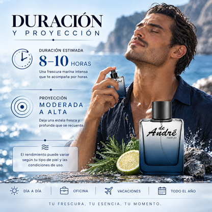Duración de 8 a 10 horas y proyección moderada a alta del perfume de hombre inspirado en Acqua di Giò Profondo