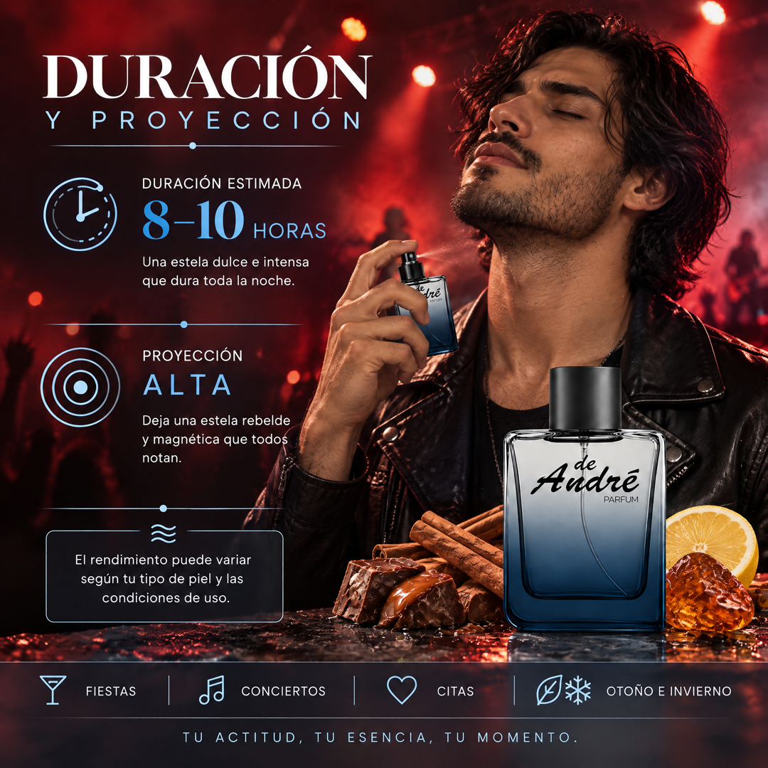 Duración de 8 a 10 horas y proyección alta del perfume de hombre inspirado en Black XS