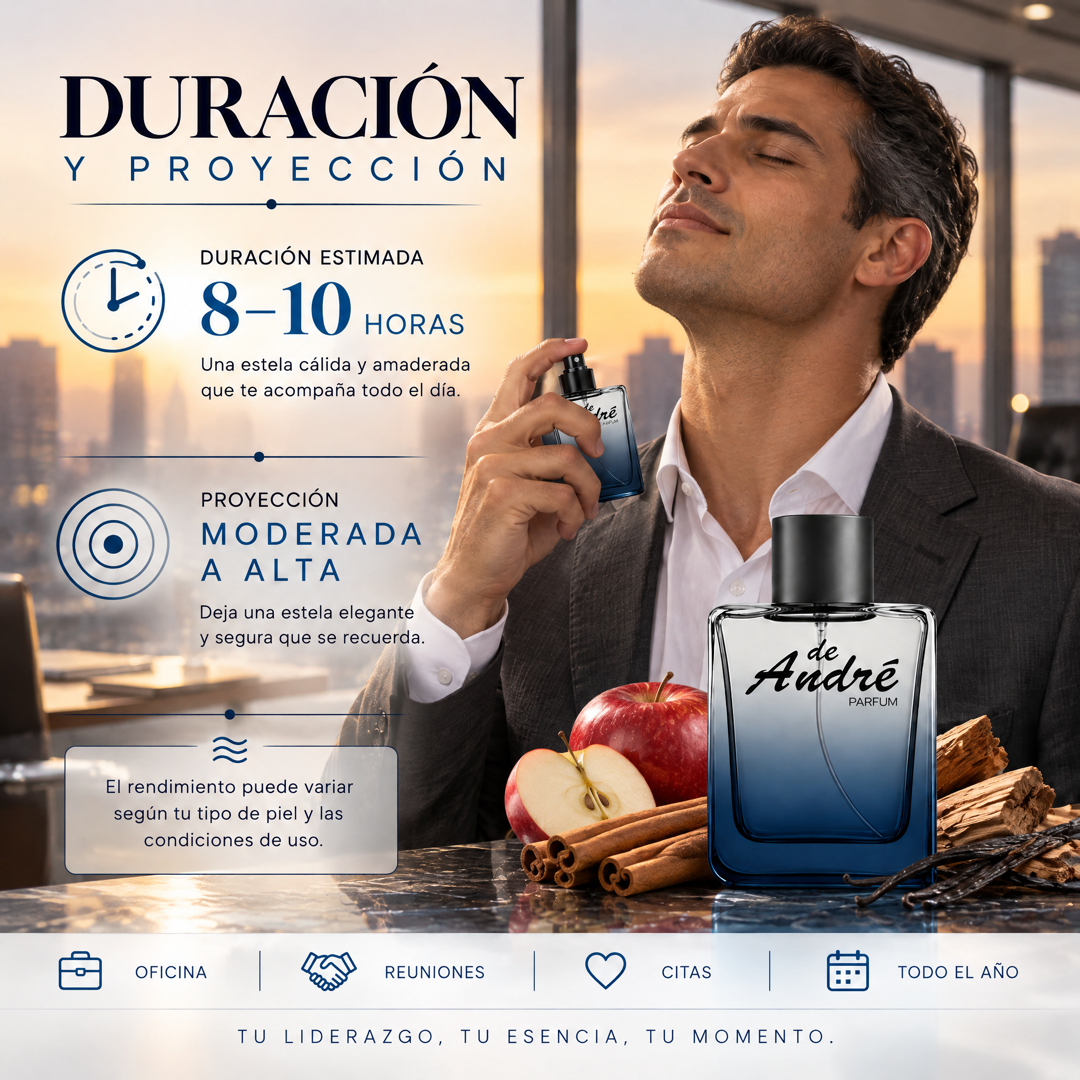 Duración de 8 a 10 horas y proyección moderada a alta del perfume de hombre inspirado en Boss Bottled
