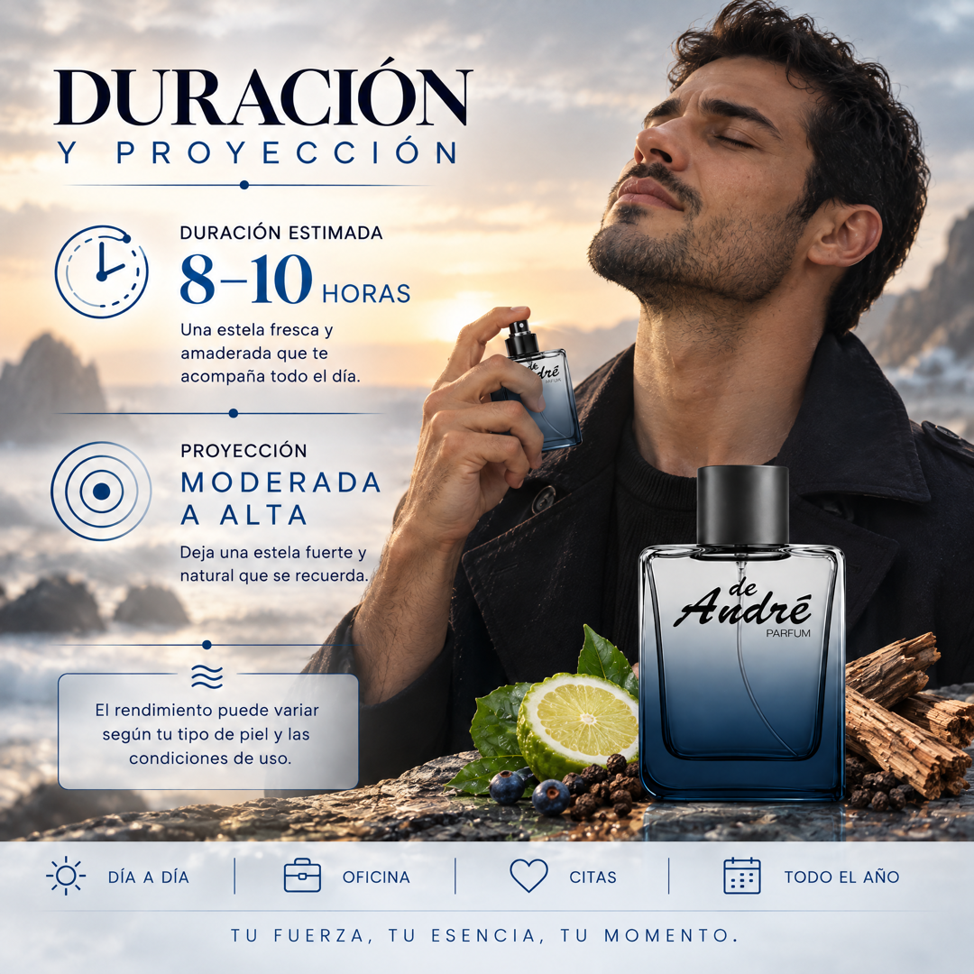Duración de 8 a 10 horas y proyección moderada a alta del perfume de hombre inspirado en Burberry Hero