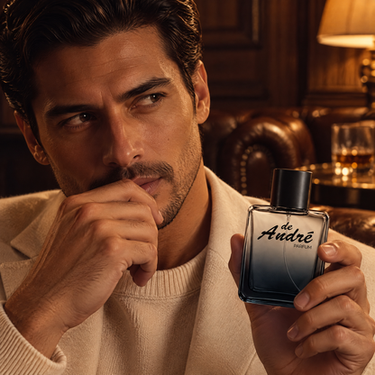 Hombre en un club de caballeros sosteniendo el perfume inspirado en CH Men de Perfumes Inferno