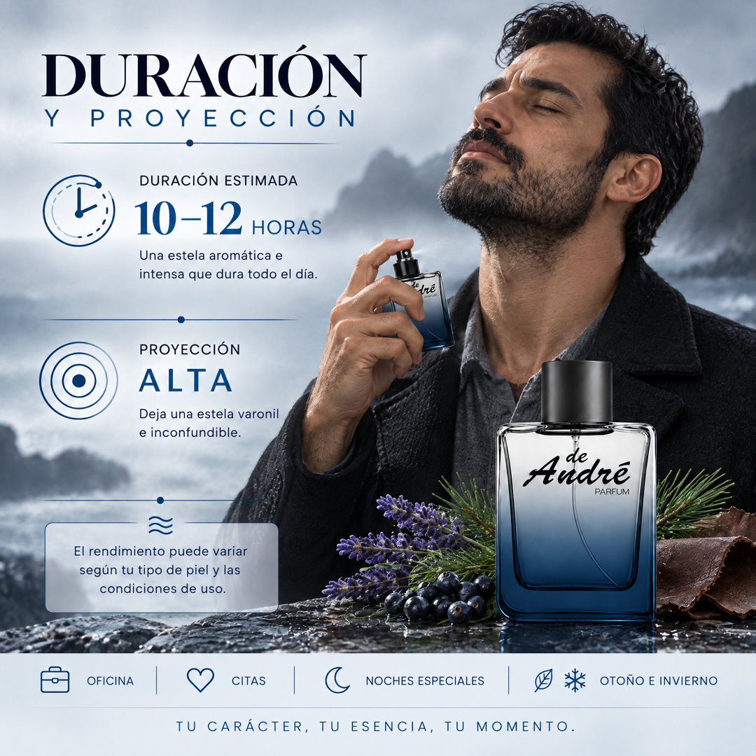 Duración de 10 a 12 horas y proyección alta del perfume de hombre inspirado en Drakkar Noir