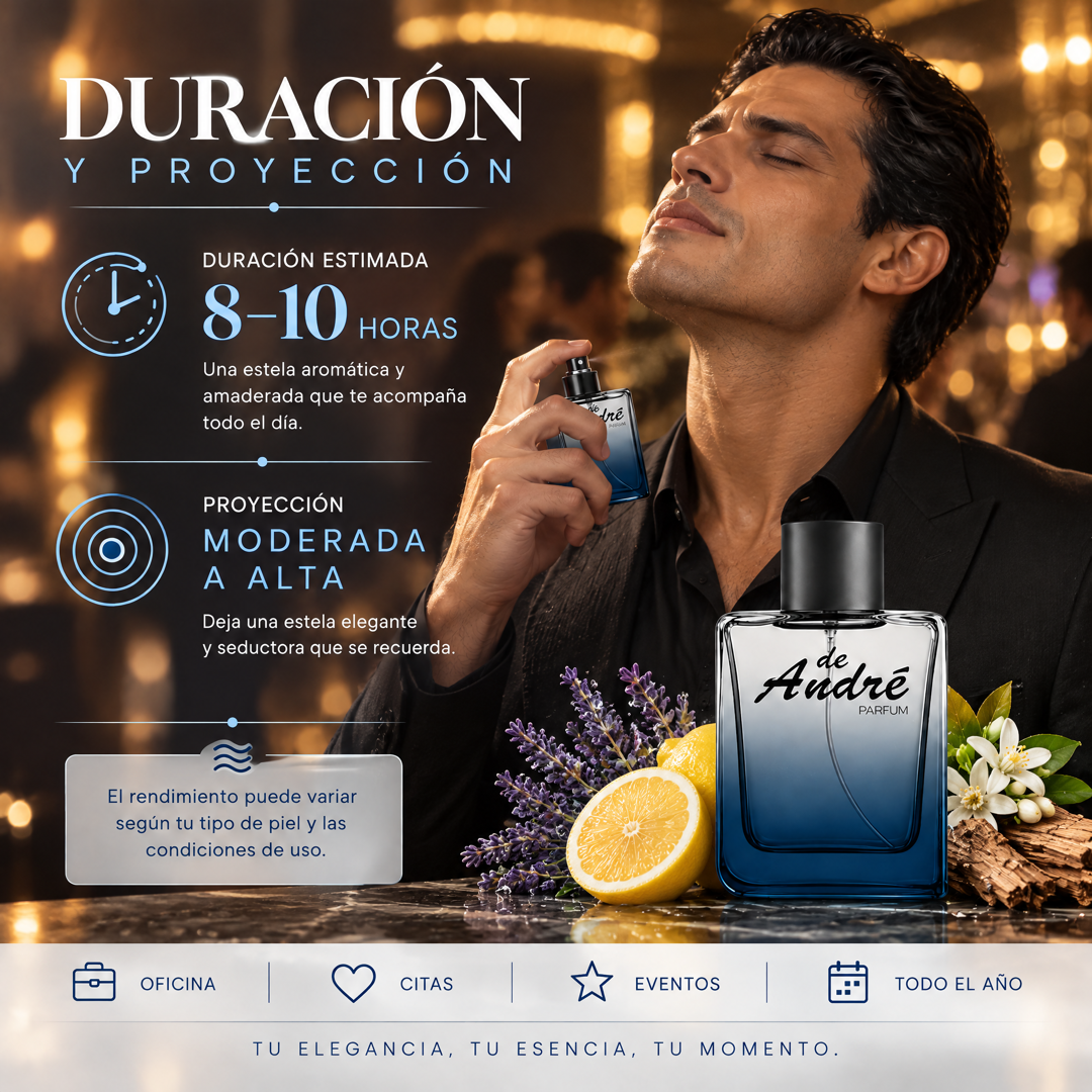 Duración de 8 a 10 horas y proyección moderada a alta del perfume de hombre inspirado en Gucci Guilty