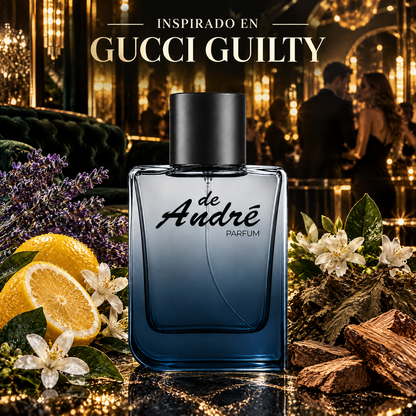 Perfume de hombre inspirado en Gucci Guilty con lavanda, limón, azahar, pachulí y cedro