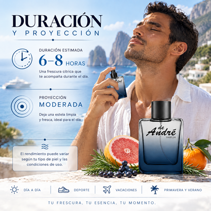 Duración de 6 a 8 horas y proyección moderada del perfume de hombre inspirado en Light Blue Pour Homme