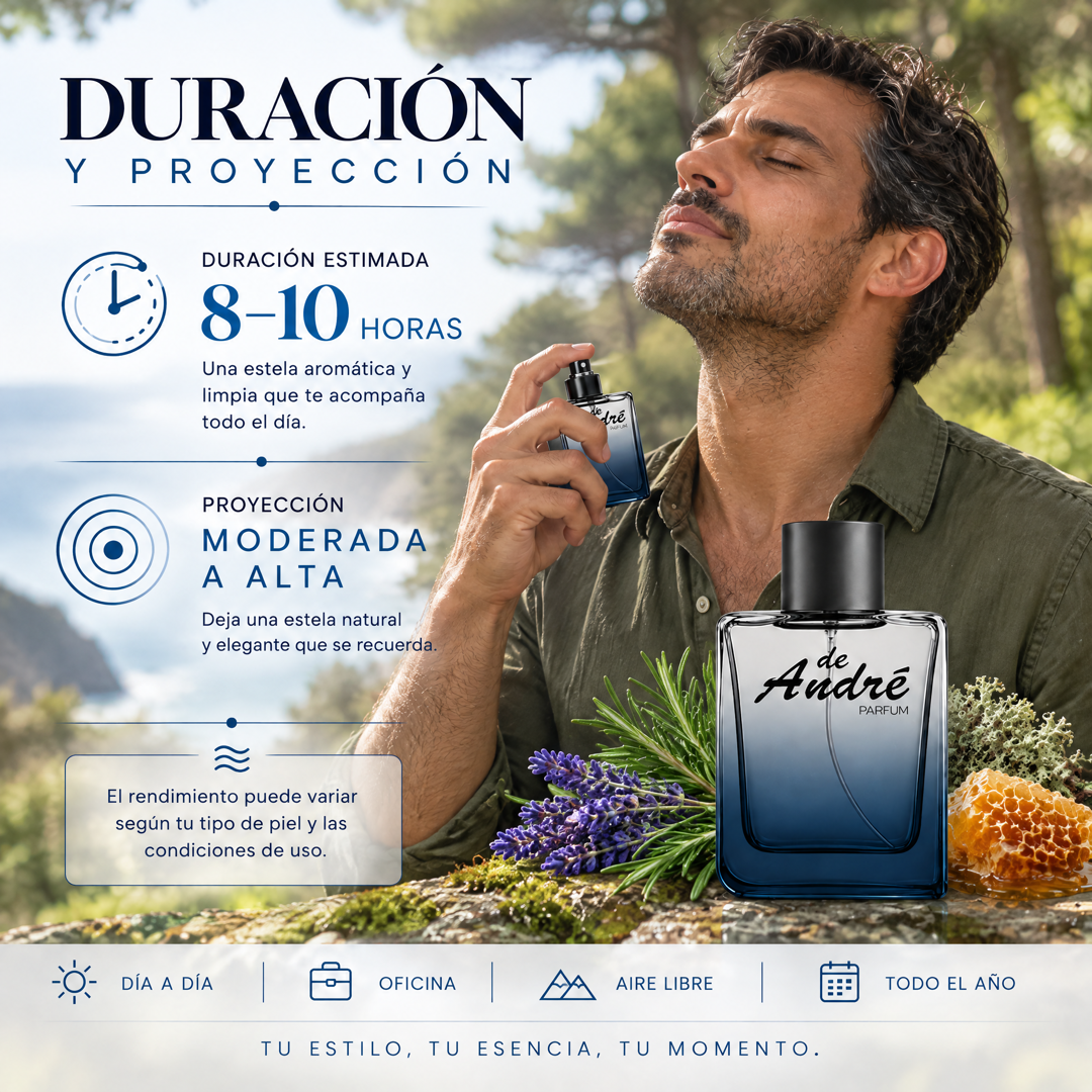 Duración de 8 a 10 horas y proyección moderada a alta del perfume de hombre inspirado en Paco Rabanne pour Homme