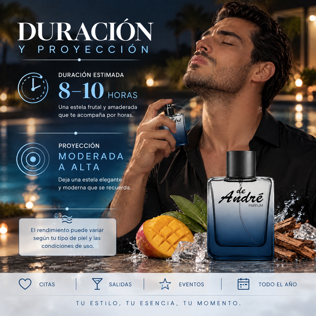 Duración de 8 a 10 horas y proyección moderada a alta del perfume de hombre inspirado en Polo Black