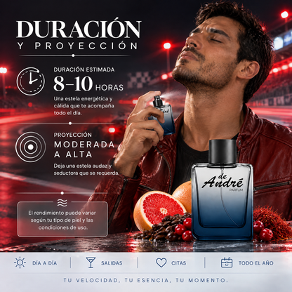 Duración de 8 a 10 horas y proyección moderada a alta del perfume de hombre inspirado en Polo Red