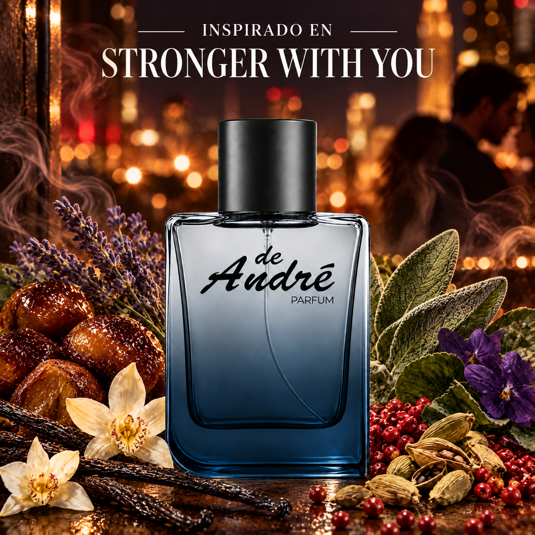 Perfume de hombre inspirado en Stronger With You con castañas confitadas, vainilla, lavanda y cardamomo