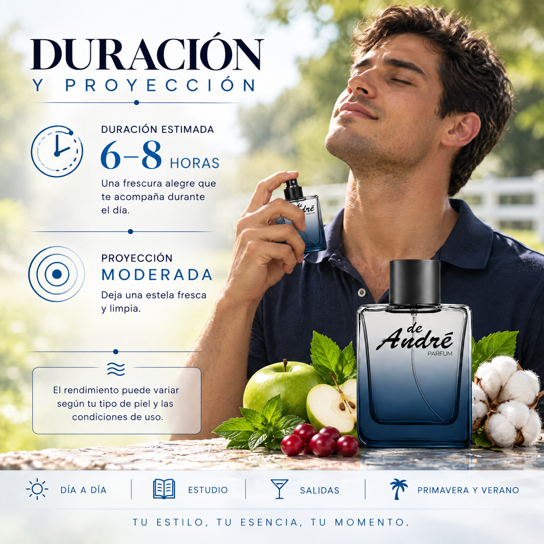 Duración de 6 a 8 horas y proyección moderada del perfume de hombre inspirado en Tommy