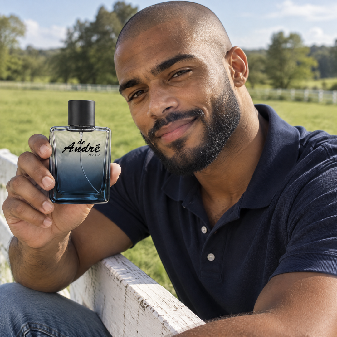 Hombre en el campo junto a una cerca blanca con el perfume inspirado en Tommy de Tommy Hilfiger de Perfumes Inferno