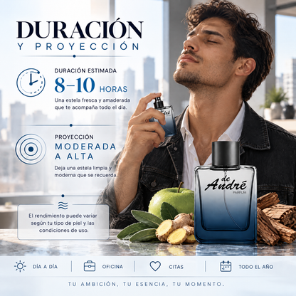 Duración de 8 a 10 horas y proyección moderada a alta del perfume de hombre inspirado en Y