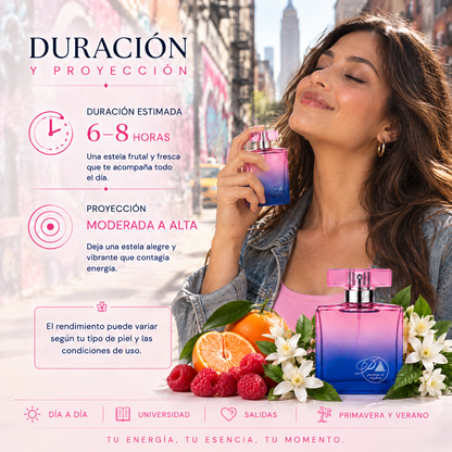 Duración de 6 a 8 horas y proyección moderada a alta del perfume de mujer inspirado en 212 Heroes for Her