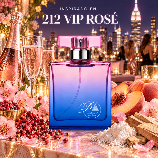 Perfume de mujer inspirado en 212 VIP Rosé con champaña rosada, pimienta rosa, flor de durazno y almizcle