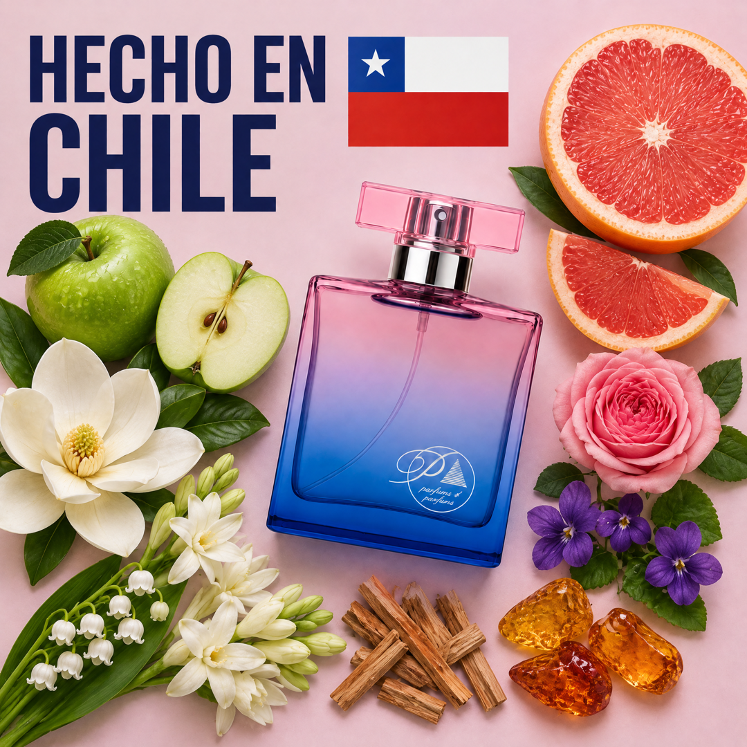 Perfume inspirado en Be Delicious hecho en Chile con sus ingredientes