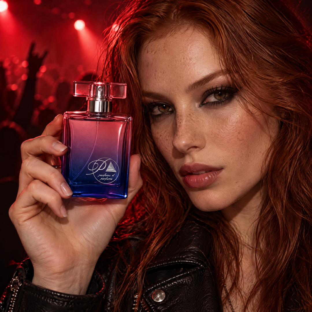 Mujer en un concierto de rock con el perfume inspirado en Black XS for Her de Perfumes Inferno