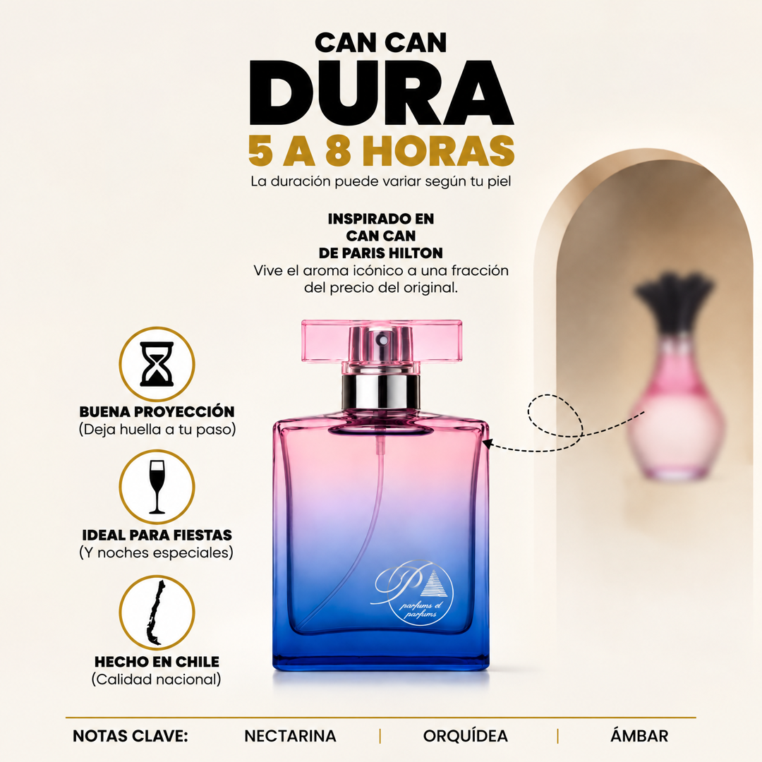 Perfume inspirado en Can Can con duración de 5 a 8 horas