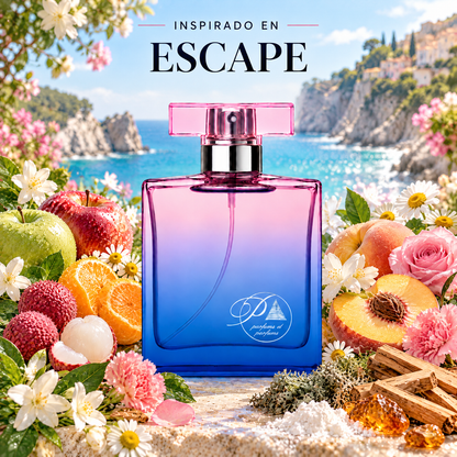 Perfume de mujer inspirado en Escape con manzana, lichi, durazno, rosa y sándalo