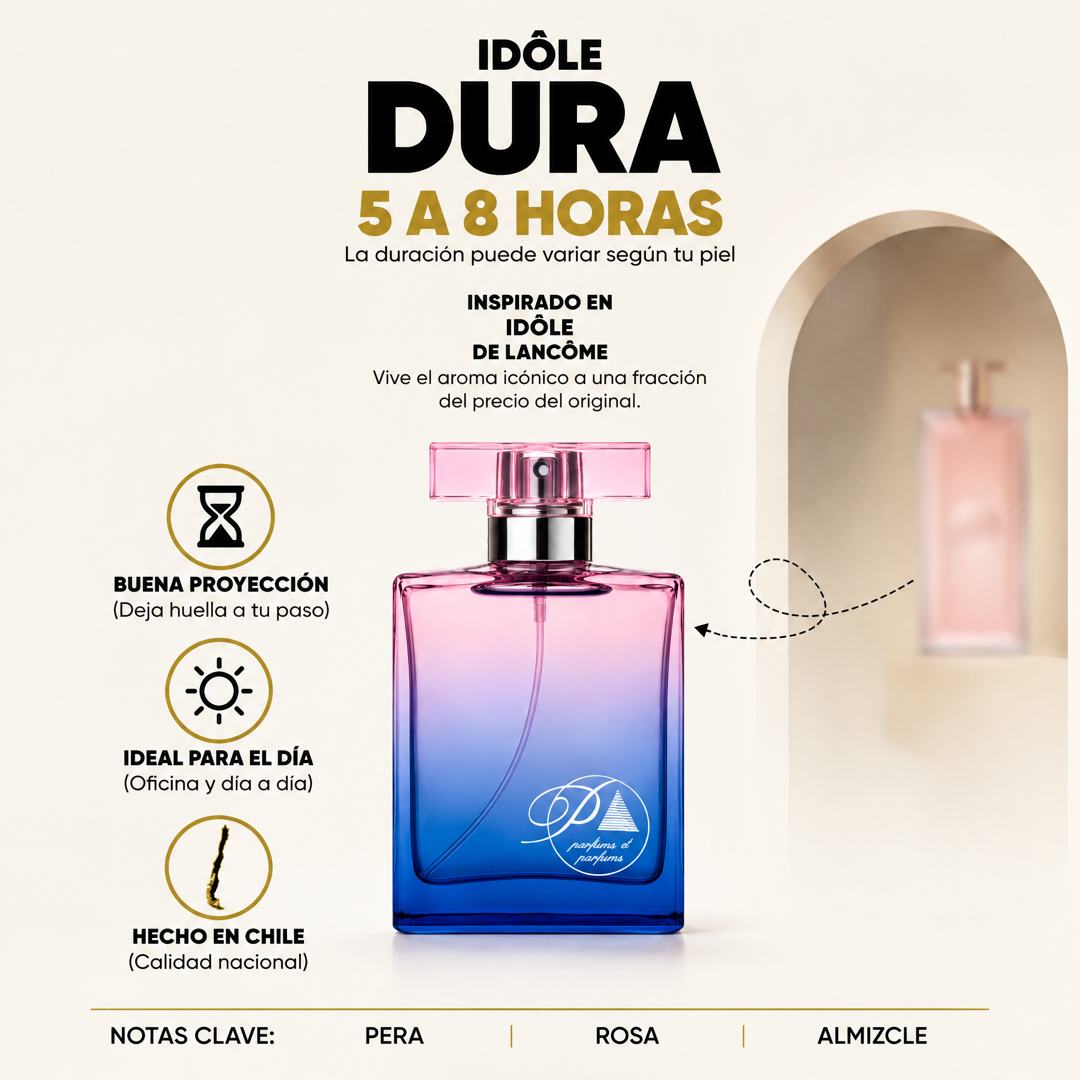 Perfume inspirado en Idôle con duración de 5 a 8 horas