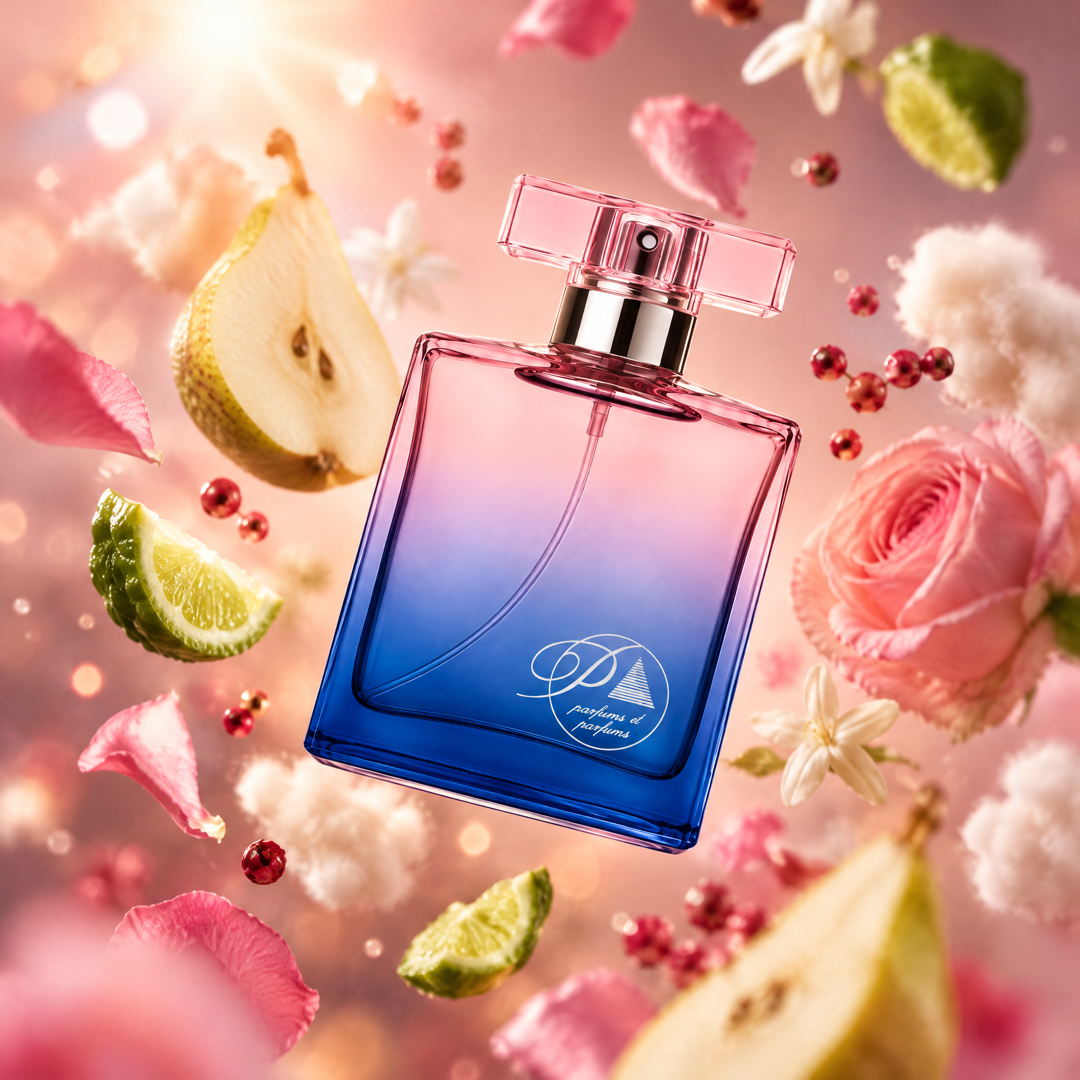 Ingredientes del perfume inspirado en Idôle: pera, bergamota, rosa, jazmín y almizcle blanco