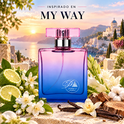 Perfume de mujer inspirado en My Way con azahar, nardo, jazmín, bergamota y vainilla