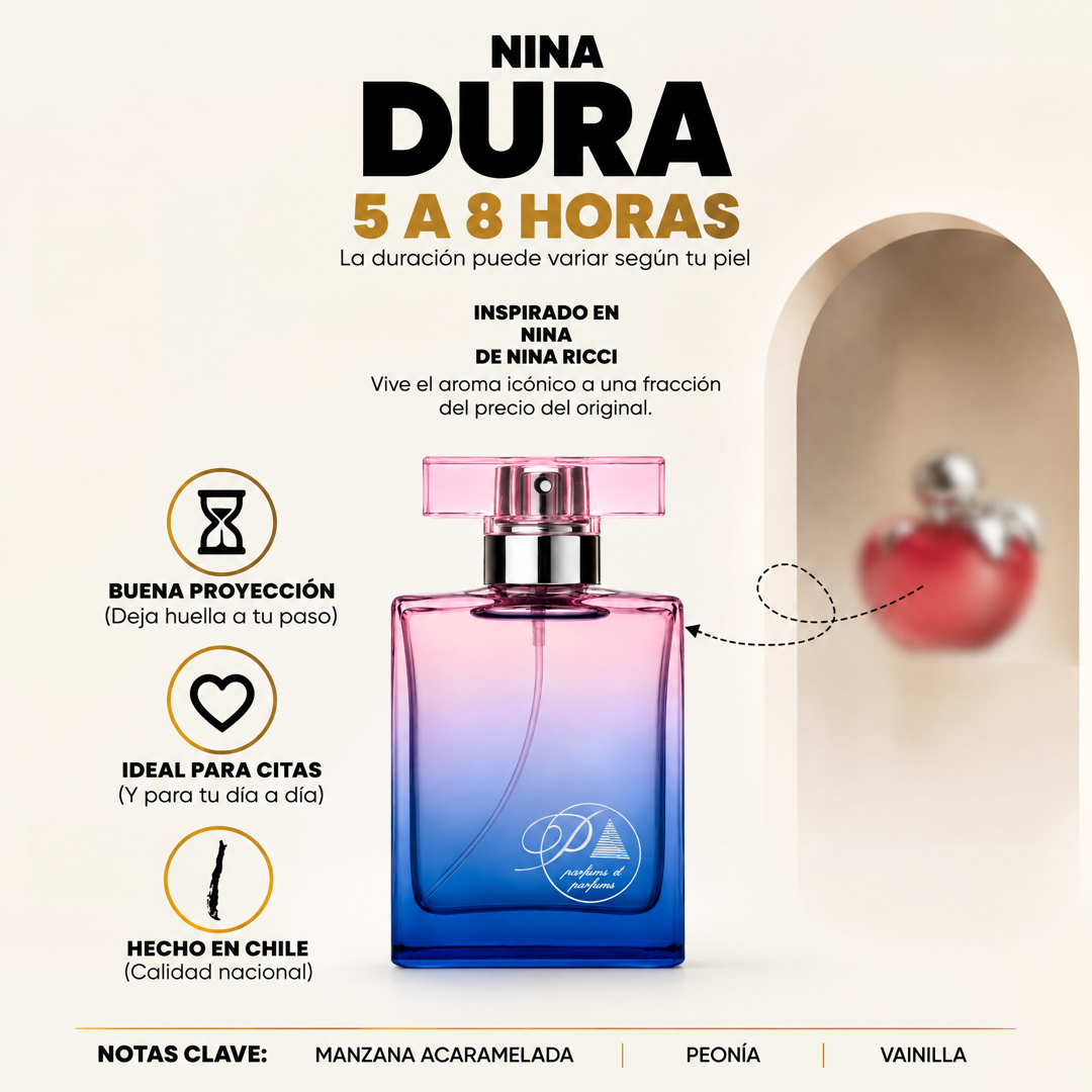 Perfume inspirado en Nina con duración de 5 a 8 horas