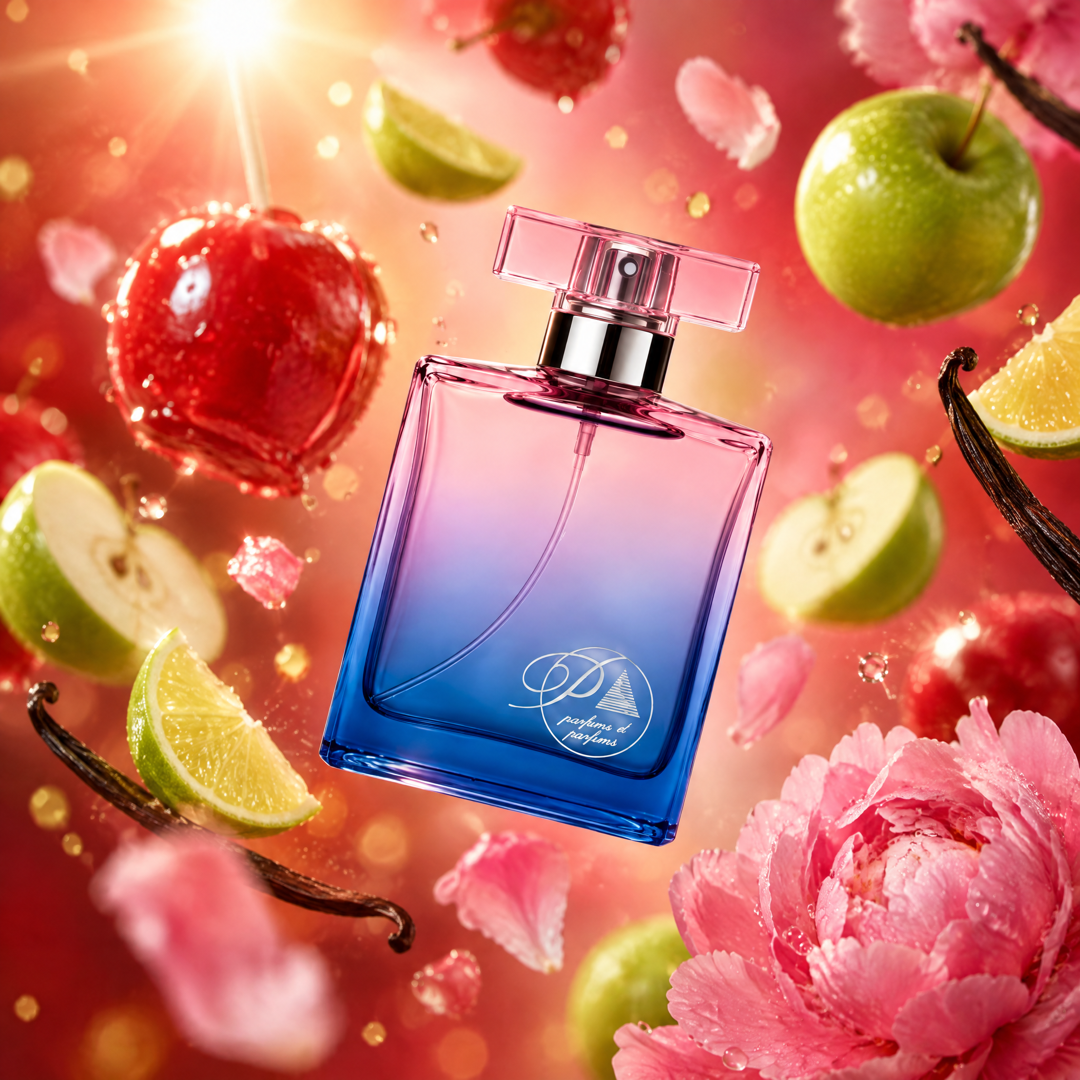 Ingredientes del perfume inspirado en Nina: manzana acaramelada, peonía, lima y vainilla