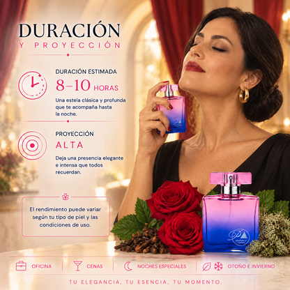 Duración de 8 a 10 horas y proyección alta del perfume de mujer inspirado en Paloma Picasso