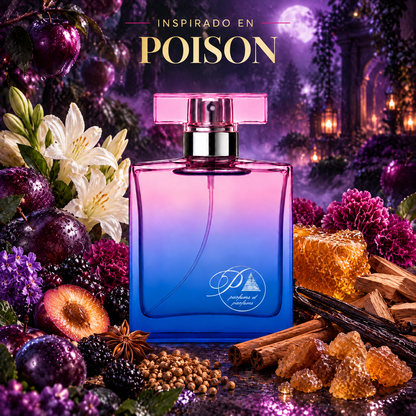 Perfume de mujer inspirado en Poison con ciruela, frutos del bosque, nardo, canela y vainilla