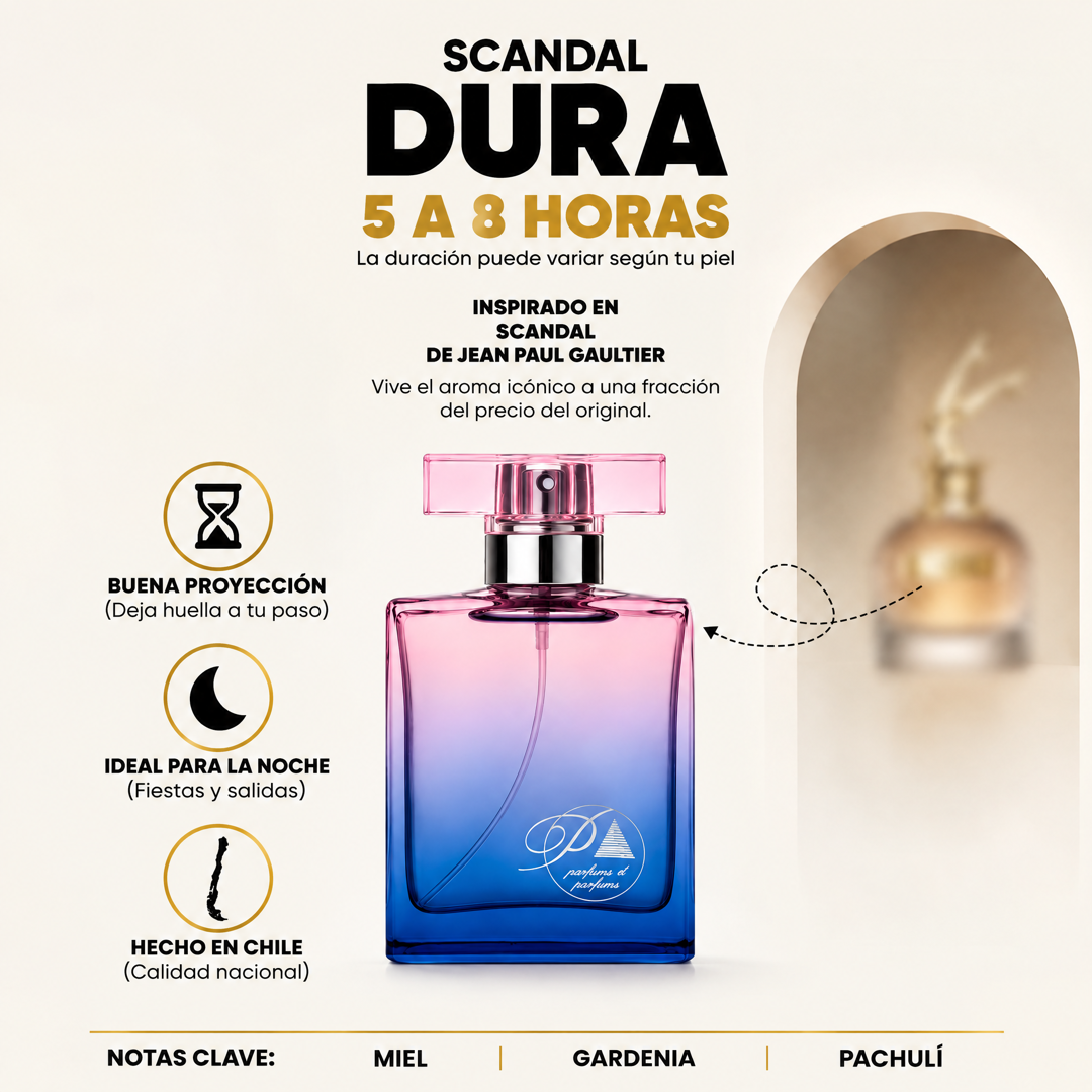 Perfume inspirado en Scandal con duración de 5 a 8 horas