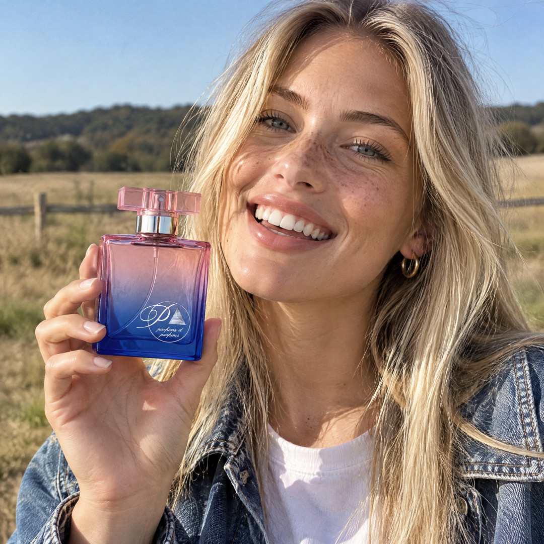 Mujer en el campo con el perfume inspirado en Tommy Girl de Perfumes Inferno