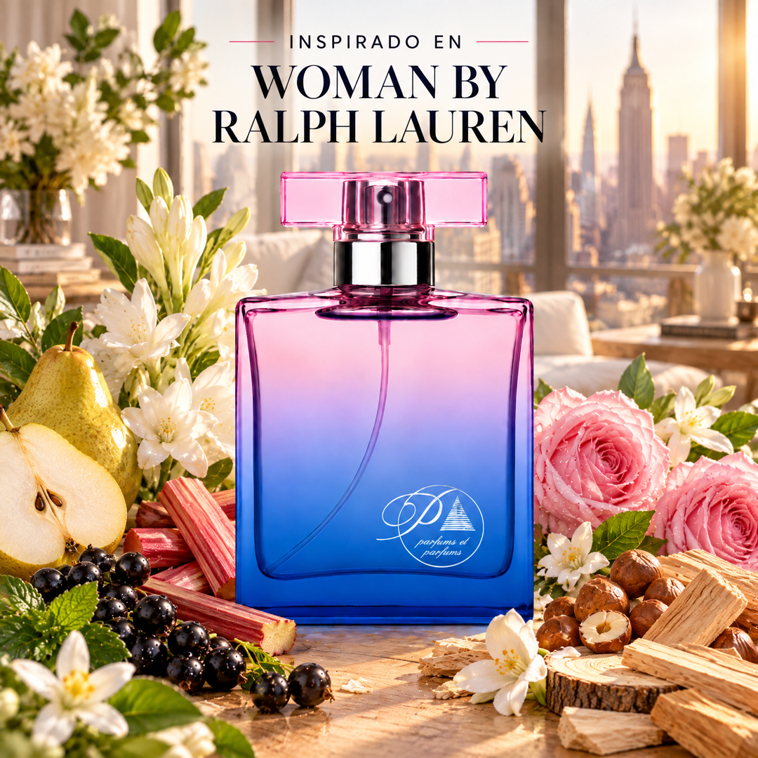 Perfume de mujer inspirado en Woman by Ralph Lauren con pera, ruibarbo, nardo, azahar y sándalo