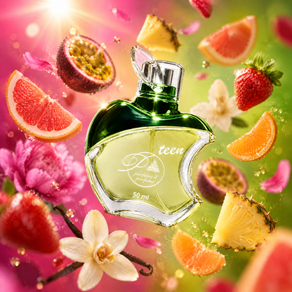 Ingredientes del perfume teen inspirado en Bombshell: maracuyá, frutilla, peonía y orquídea de vainilla