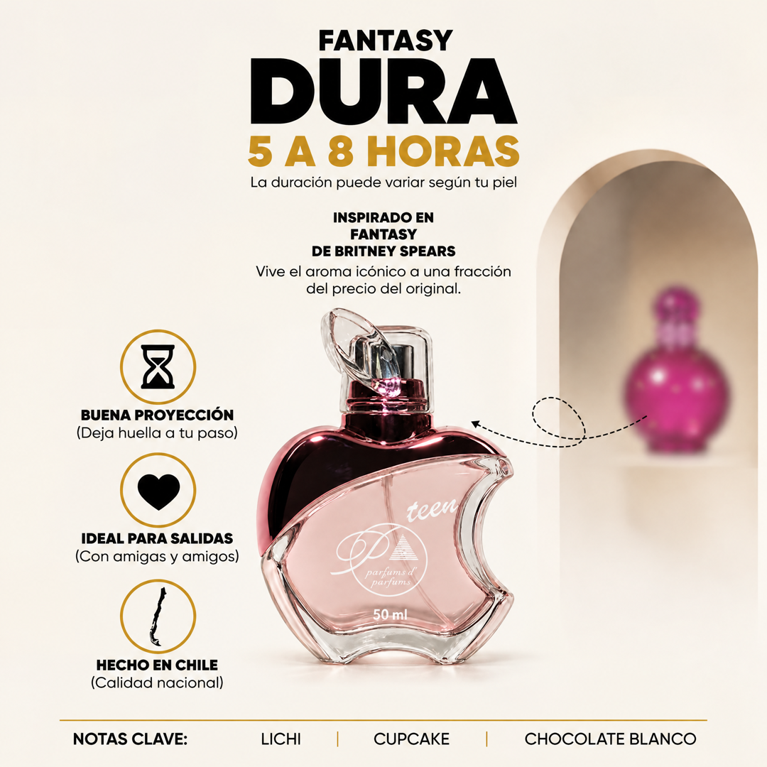 Perfume teen inspirado en Fantasy con duración de 5 a 8 horas