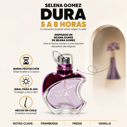 Perfume teen inspirado en Selena Gomez con duración de 5 a 8 horas