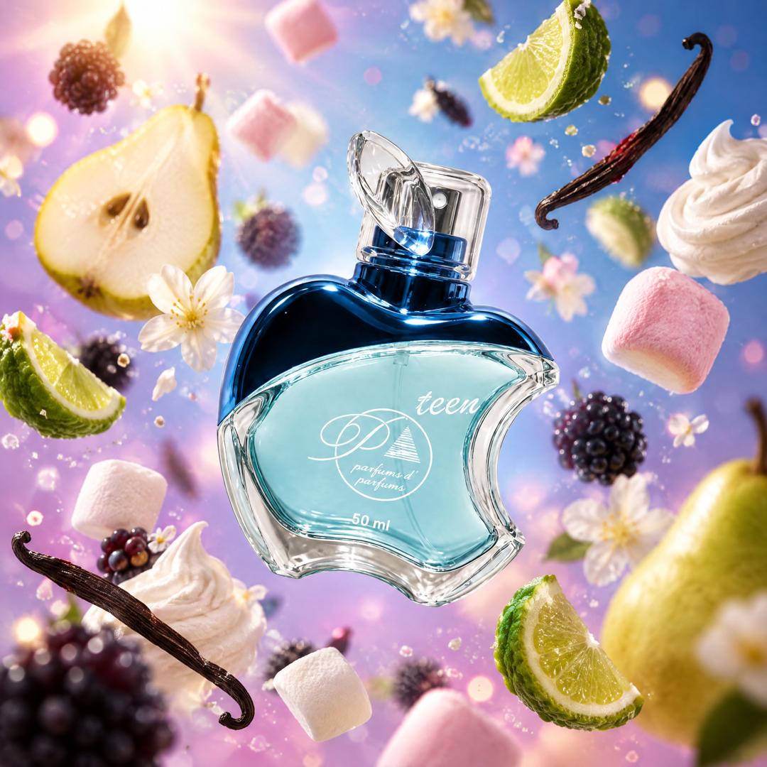 Ingredientes del perfume teen inspirado en Sweet Like Candy: mora, malvavisco, crema batida y vainilla