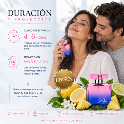 Duración y proyección del perfume unisex inspirado en CK One, ideal para parejas